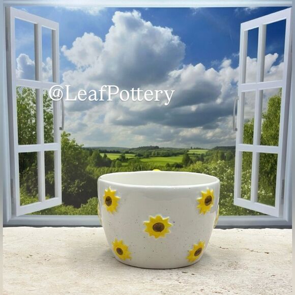 Sunflower Coffee Mug – 16oz Ceramic Cup with Handcrafted Floral Design - Picture 5 of 11